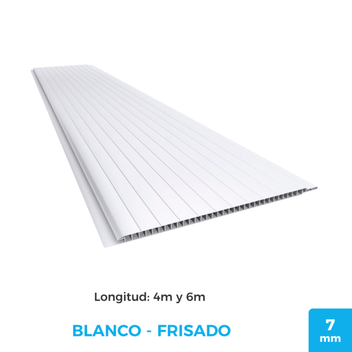 Cielorraso de PVC Blanco Frisado - Plasbil 20cm x 7mm
