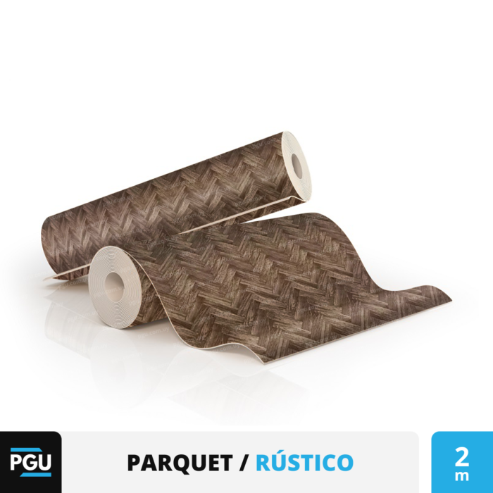 Piso Vinílico de Goma Símil Madera Parquet (En Rollo)