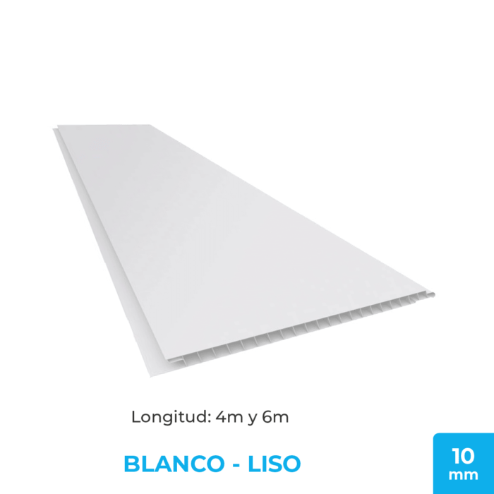 Cielorraso de PVC Blanco Liso - Plasbil 20cm x 10mm