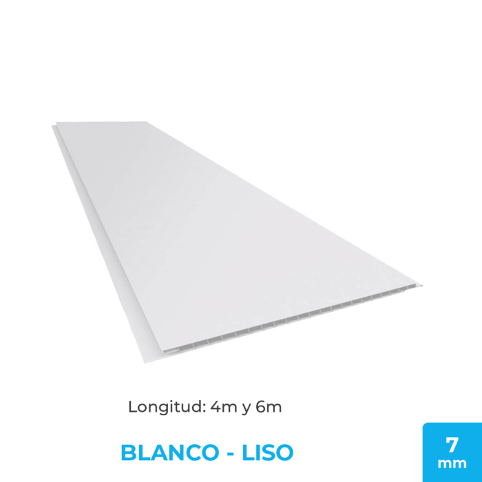 Cielorraso de PVC Blanco Liso - Plasbil 20cm x 7mm